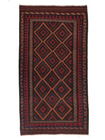 175X336 絨毯 アフガン ヴィンテージ キリム オリエンタル 廊下 カーペット ブラック/ダークレッド (ウール, アフガニスタン) Carpetvista