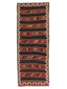 134X352 Alfombra Oriental Afghan Vintage Kilim De Pasillo Negro/Rojo Oscuro (Lana, Afganistán) Carpetvista