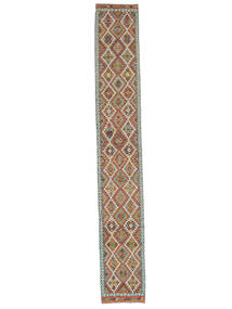Kilim Afghan Old Style Rug 82X555 Runner
 Brown/Green Wool, Afghanistan Carpetvista