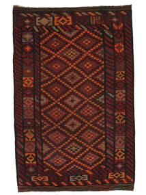  Afghan Vintage Kelim Matot 195X300 Vintage Villamatto Musta/Tummanpunainen Matto Carpetvista