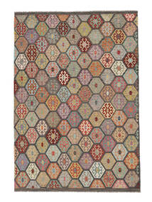  247X352 Kelim Afghan Old Style Matot Matto Ruskea/Tummankeltainen Afganistan Carpetvista