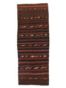  Afghan Vintage Kelim Matot 123X307 Vintage Villamatto Musta/Tummanpunainen Pieni Matto Carpetvista