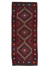 Afghan Vintage Kelim Teppich 163X408 Läufer Schwarz/Dunkelrot Wolle, Afghanistan Carpetvista
