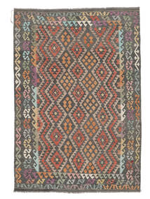194X293 Tappeto Kilim Afghan Old Style Orientale Marrone/Nero (Lana, Afghanistan) Carpetvista