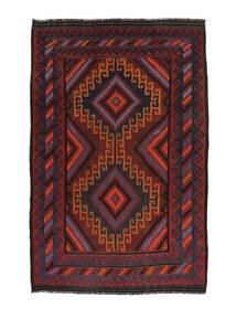  208X334 Afghan Vintage Kelim Matot Matto Musta/Tummanpunainen Afganistan Carpetvista