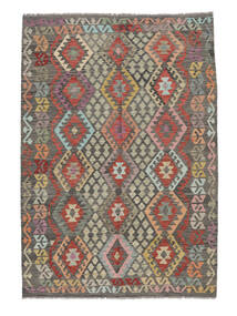 絨毯 オリエンタル キリム アフガン オールド スタイル 179X259 ブラック/茶色 (ウール, アフガニスタン)