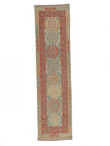 Kilim Afghan Old Style Rug 78X304 Runner
 Brown/Dark Yellow Wool, Afghanistan Carpetvista