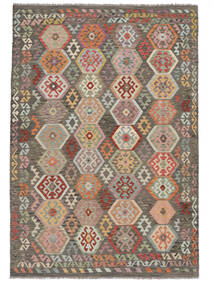 絨毯 キリム アフガン オールド スタイル 198X293 茶色/ダークイエロー (ウール, アフガニスタン)