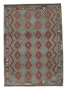 249X347 Kilim Afghan Old Style Rug Oriental Black/Brown (Wool, Afghanistan) Carpetvista