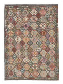  Orientalsk Kelim Afghan Old Style Teppe 249X350 Brun/Mørk Gul Ull, Afghanistan Carpetvista