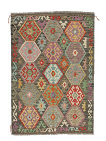 Kelim Afghan Old Style Matot Matto 125X183 Ruskea/Tummankeltainen Villa, Afganistan Carpetvista