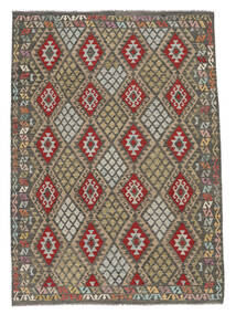 211X297 Kelim Afghan Old Style Teppe Orientalsk Brun/Svart (Ull, Afghanistan) Carpetvista