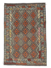 196X292 Kilim Afghan Old Style Rug Oriental Brown/Black (Wool, Afghanistan) Carpetvista
