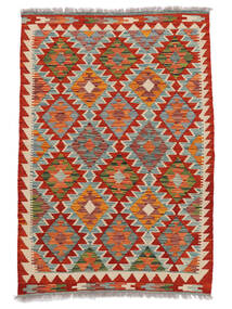  Kelim Afghan Old Style Matot 101X149 Villamatto Tummanpunainen/Ruskea Pieni Matto Carpetvista