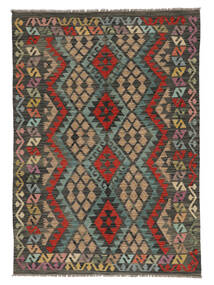  Kelim Afghan Old Style Matot 148X206 Villamatto Musta/Ruskea Pieni Matto Carpetvista