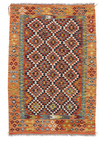  105X158 Kelim Afghan Old Style Matot Matto Tummanpunainen/Ruskea Afganistan Carpetvista