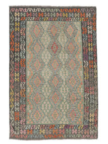  Oriental Kilim Afghan Old Style Rug 199X309 Dark Green/Brown Wool, Afghanistan Carpetvista