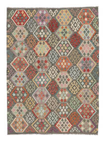  Kelim Afghan Old Style Matot 180X244 Ruskea/Tummankeltainen Carpetvista