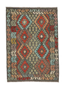 135X186 Kelim Afghan Old Style Teppe Orientalsk Svart/Brun (Ull, Afghanistan) Carpetvista