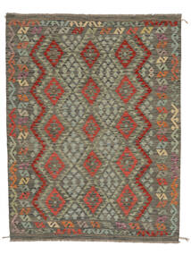 Kilim Afghan Old Style Rug 159X204 Dark Yellow/Dark Green Wool, Afghanistan Carpetvista