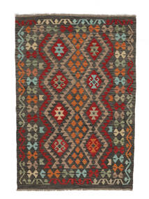  123X177 Kelim Afghan Old Style Matot Matto Musta/Ruskea Afganistan Carpetvista