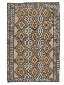 絨毯 オリエンタル キリム アフガン オールド スタイル 207X309 茶色/ブラック (ウール, アフガニスタン)