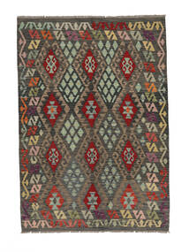 Kelim Afghan Old Style Vloerkleed 129X184 Zwart/Bruin Wol, Afghanistan Carpetvista