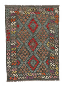 Kelim Afghan Old Style Tæppe 127X174 Sort/Brun Uld, Afghanistan Carpetvista