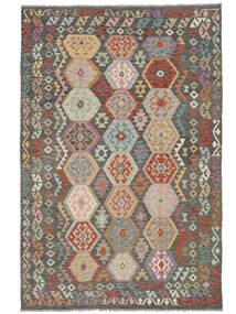 202X307 Kilim Afghan Old Style Rug Oriental Black/Brown (Wool, Afghanistan) Carpetvista