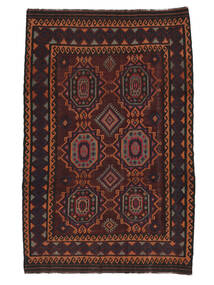  Afghan Vintage Kelim Matot 205X326 Vintage Villamatto Musta/Tummanpunainen Matto Carpetvista
