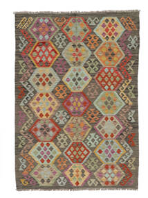  131X185 Kelim Afghan Old Style Tæppe Brun/Mørkerød Afghanistan Carpetvista