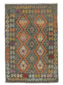  Orientalischer Kelim Afghan Old Stil Teppich 123X175 Schwarz/Braun Wolle, Afghanistan Carpetvista
