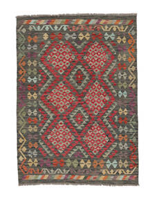  126X175 Kelim Afghan Old Stil Teppich Schwarz/Dunkelrot Afghanistan Carpetvista