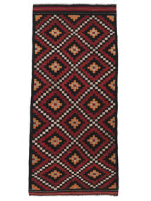  Orientalsk Afghan Vintage Kelim Teppe 140X318Løpere Svart/Mørk Rød Ull, Afghanistan Carpetvista