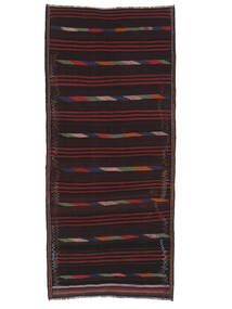 130X292 Afghan Vintage Kelim Matot Käytävämatto Matto Musta/Tummanpunainen Afganistan Carpetvista