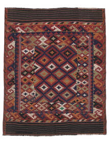  Afghan Vintage Kelim Matot 156X190 Vintage Villamatto Musta/Tummanpunainen Pieni Matto Carpetvista