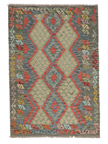  122X176 Kelim Afghan Old Stil Teppich Läufer Grün/Dunkelgrün Afghanistan Carpetvista