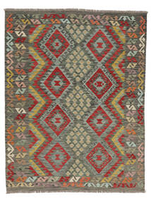  156X198 Kelim Afghan Old Stil Teppich Dunkelgelb/Dunkelgrün Afghanistan Carpetvista
