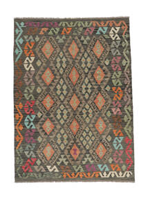 Kelim Afghan Old Style Tæppe 144X197 Brun/Sort Uld, Afghanistan Carpetvista