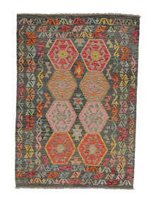  126X182 Kelim Afghan Old Style Vloerkleed Bruin/Zwart Afghanistan Carpetvista