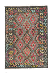 Kelim Afghan Old Stil Teppich 127X180 Schwarz/Braun Wolle, Afghanistan Carpetvista