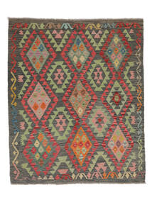 Kelim Afghan Old Stil Teppich 159X190 Schwarz/Dunkelgelb Wolle, Afghanistan Carpetvista