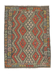  130X173 Kelim Afghan Old Stil Teppich Braun/Grün Afghanistan Carpetvista