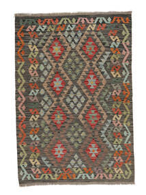  102X147 Kelim Afghan Old Style Tæppe Sort/Brun Afghanistan Carpetvista