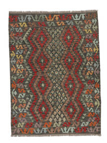  107X143 Kilim Afghan Old Style Rug Black/Dark Red Afghanistan Carpetvista