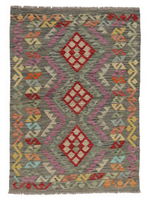  102X142 Kelim Afghan Old Stil Teppich Dunkelgelb/Braun Afghanistan Carpetvista