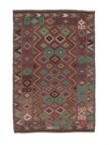  Afghan Vintage Kelim Matot 142X208 Vintage Villamatto Tummanpunainen/Musta Pieni Matto Carpetvista