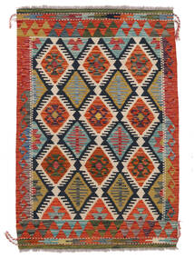  Kelim Afghan Old Style Matot 99X150 Villamatto Tummanpunainen/Ruskea Pieni Matto Carpetvista