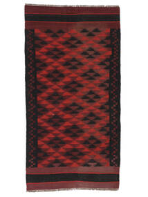 96X194 Afghan Vintage Kelim Matot Matto Itämainen Musta/Tummanpunainen (Villa, Afganistan) Carpetvista