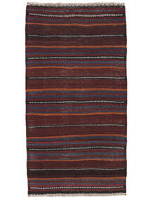Afghan Vintage Kelim Teppich 100X194 Schwarz/Dunkelrot Wolle, Afghanistan Carpetvista